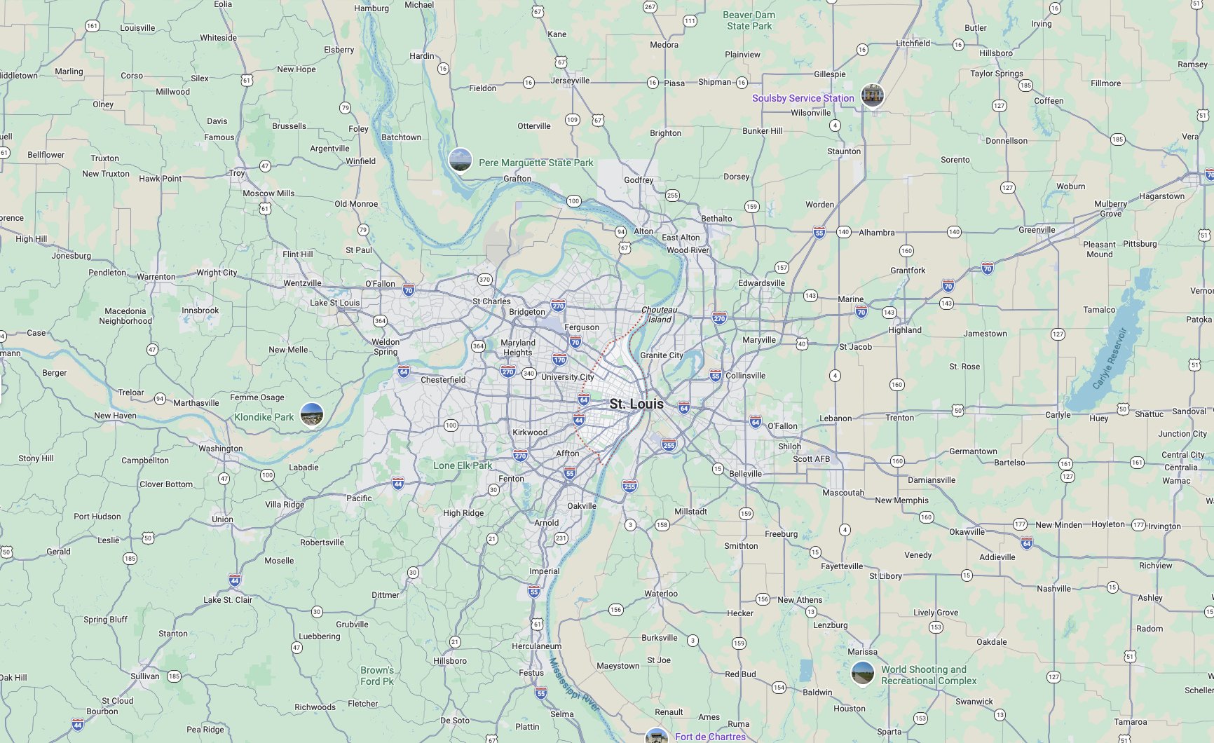 Map of the St. Louis area